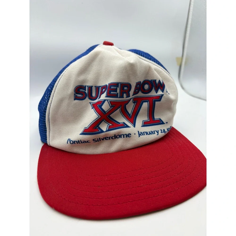 VTG 80s Super Bowl XVI Trucker Hat Pontiac Silverdome NFL Snapback Cap New Era